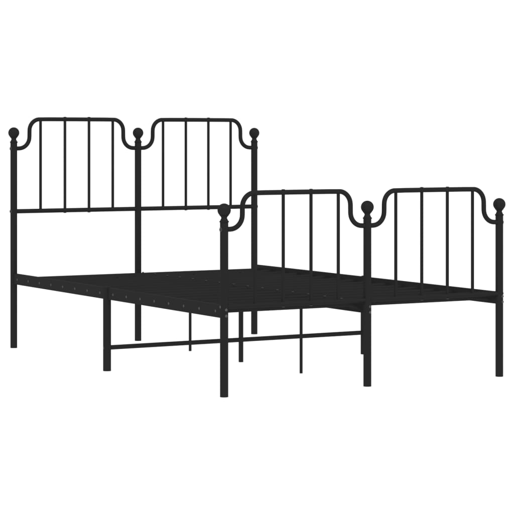 Metal Bed Frame Without Mattress With Footboardâ Black 120X200Cm