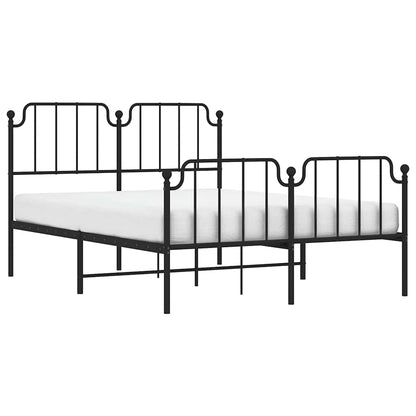 Metal Bed Frame With Headboard And Footboardâ Black 135X190 Cm Double