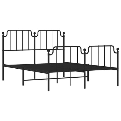 Metal Bed Frame With Headboard And Footboardâ Black 135X190 Cm Double