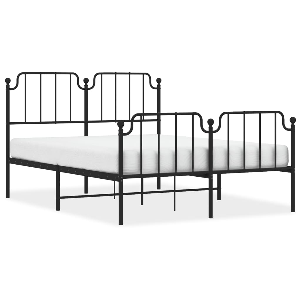 Metal Bed Frame Without Mattress With Footboardâ Black 140X190Cm