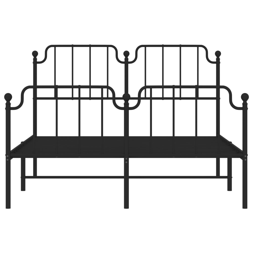 Metal Bed Frame Without Mattress With Footboardâ Black 140X190Cm