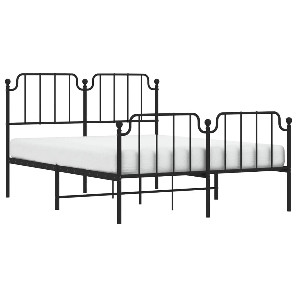 Metal Bed Frame Without Mattress With Footboardâ Black 140X200Cm