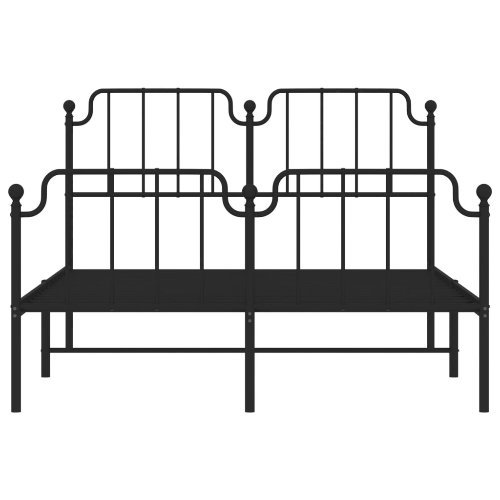 Metal Bed Frame Without Mattress With Footboardâ Black 140X200Cm