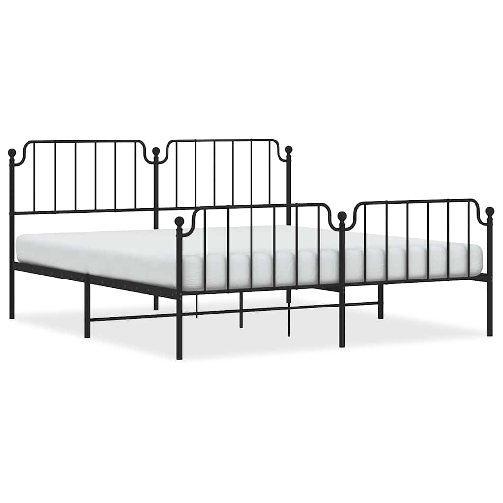 Metal Bed Frame Without Mattress With Footboardâ Black 183X213Cm