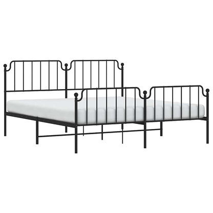 Metal Bed Frame Without Mattress With Footboardâ Black 183X213Cm