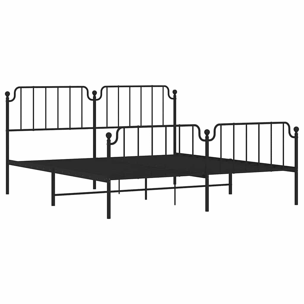 Metal Bed Frame Without Mattress With Footboardâ Black 183X213Cm