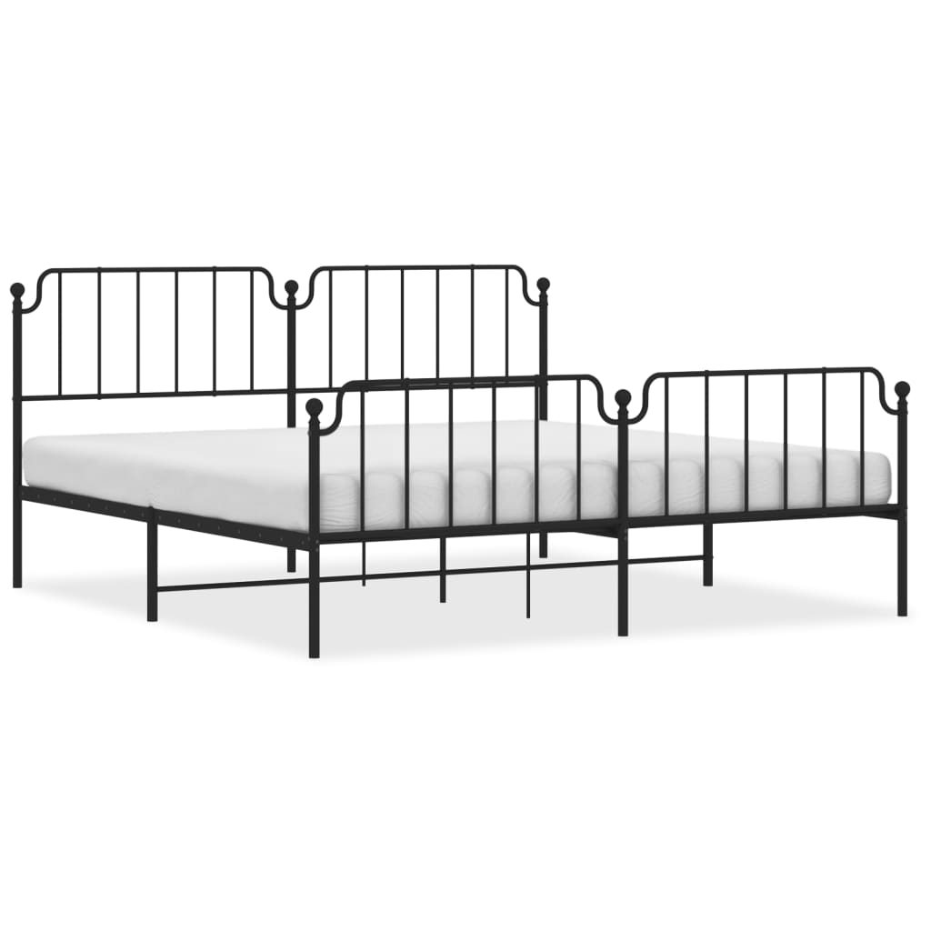 Metal Bed Frame With Headboard And Footboardâ Black 193X203 Cm