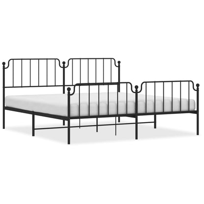 Metal Bed Frame With Headboard And Footboardâ Black 193X203 Cm