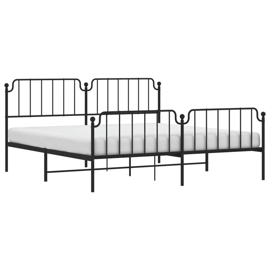 Metal Bed Frame With Headboard And Footboardâ Black 193X203 Cm