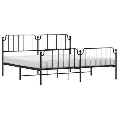 Metal Bed Frame With Headboard And Footboardâ Black 193X203 Cm