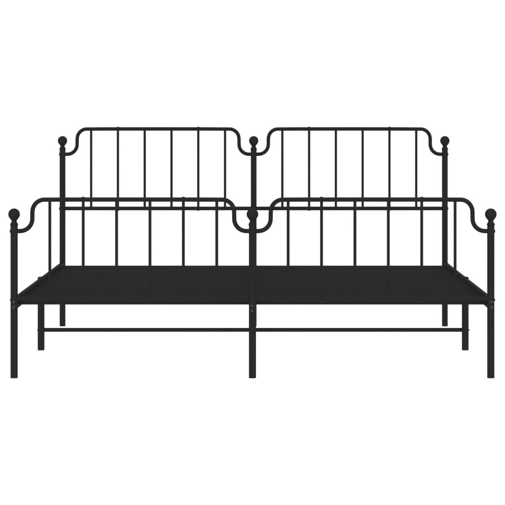 Metal Bed Frame With Headboard And Footboardâ Black 193X203 Cm