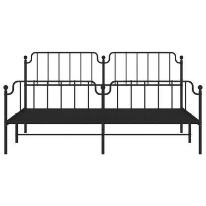 Metal Bed Frame With Headboard And Footboardâ Black 193X203 Cm