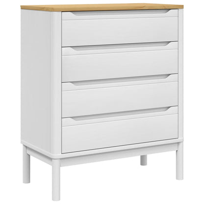 Chest Of Drawers Floro White Solid Wood Pine