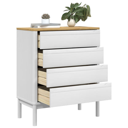 Chest Of Drawers Floro White Solid Wood Pine