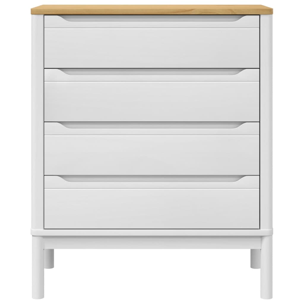 Chest Of Drawers Floro White Solid Wood Pine