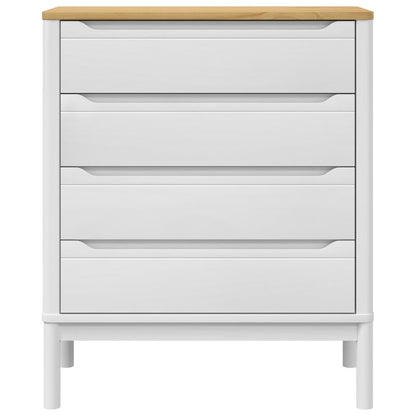 Chest Of Drawers Floro White Solid Wood Pine