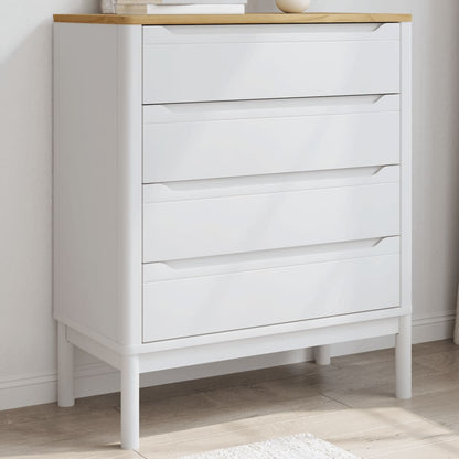 Chest Of Drawers Floro White Solid Wood Pine