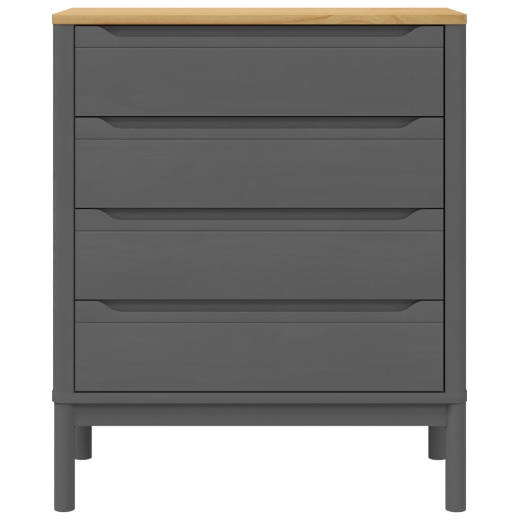 Chest Of Drawers Floro Grey Cm Solid Wood Pine