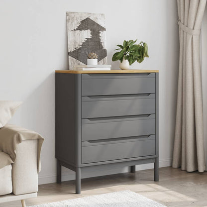 Chest Of Drawers Floro Grey Cm Solid Wood Pine