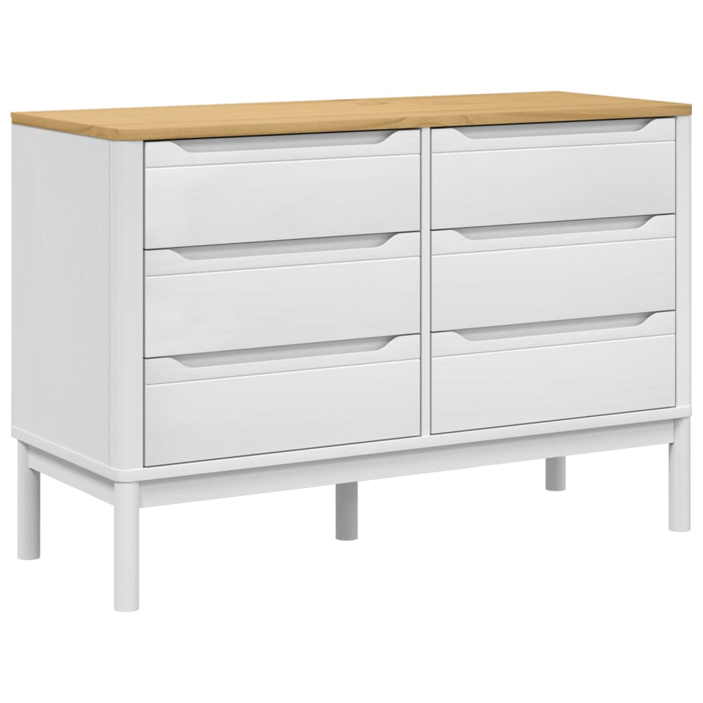 Chest Of Drawers Floro White Solid Wood Pine