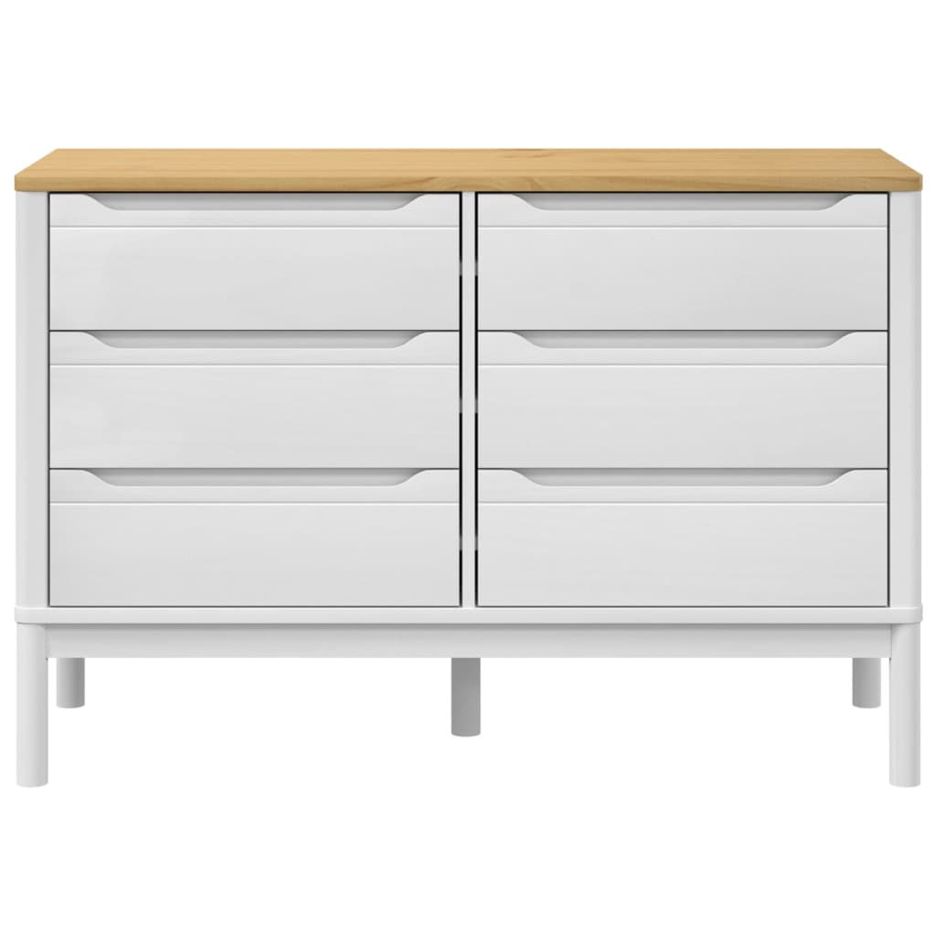 Chest Of Drawers Floro White Solid Wood Pine