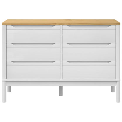 Chest Of Drawers Floro White Solid Wood Pine