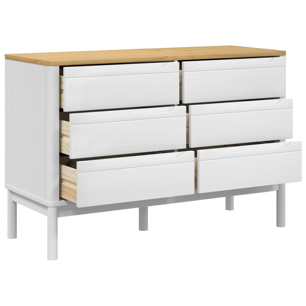 Chest Of Drawers Floro White Solid Wood Pine