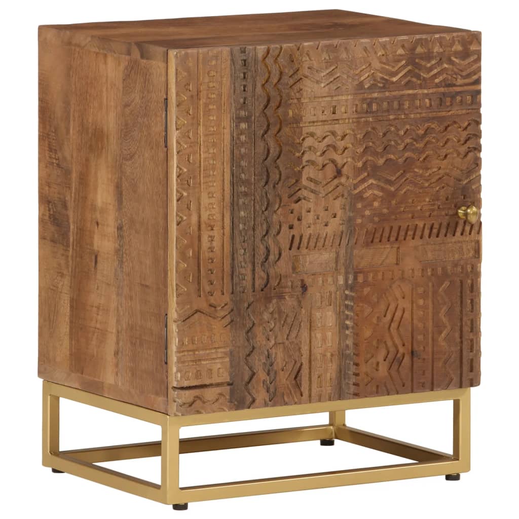 Bedside Cabinet 40X30X50 Cm Solid Wood Mango And Iron