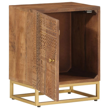 Bedside Cabinet 40X30X50 Cm Solid Wood Mango And Iron