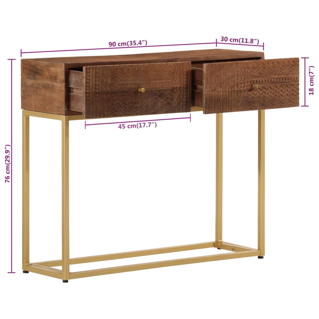 Console Table 90X30X76 Cm Solid Wood Mango And Iron