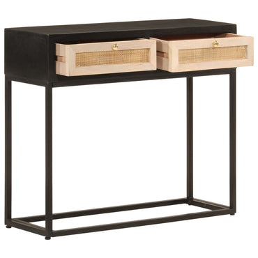 Console Table Black 90X30X76 Cm Solid Wood Mango And Iron