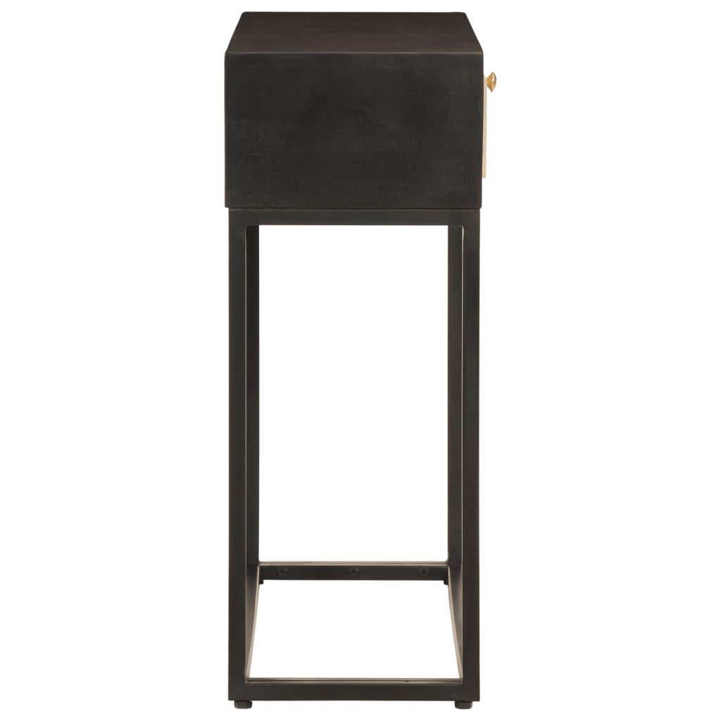 Console Table Black 90X30X76 Cm Solid Wood Mango And Iron