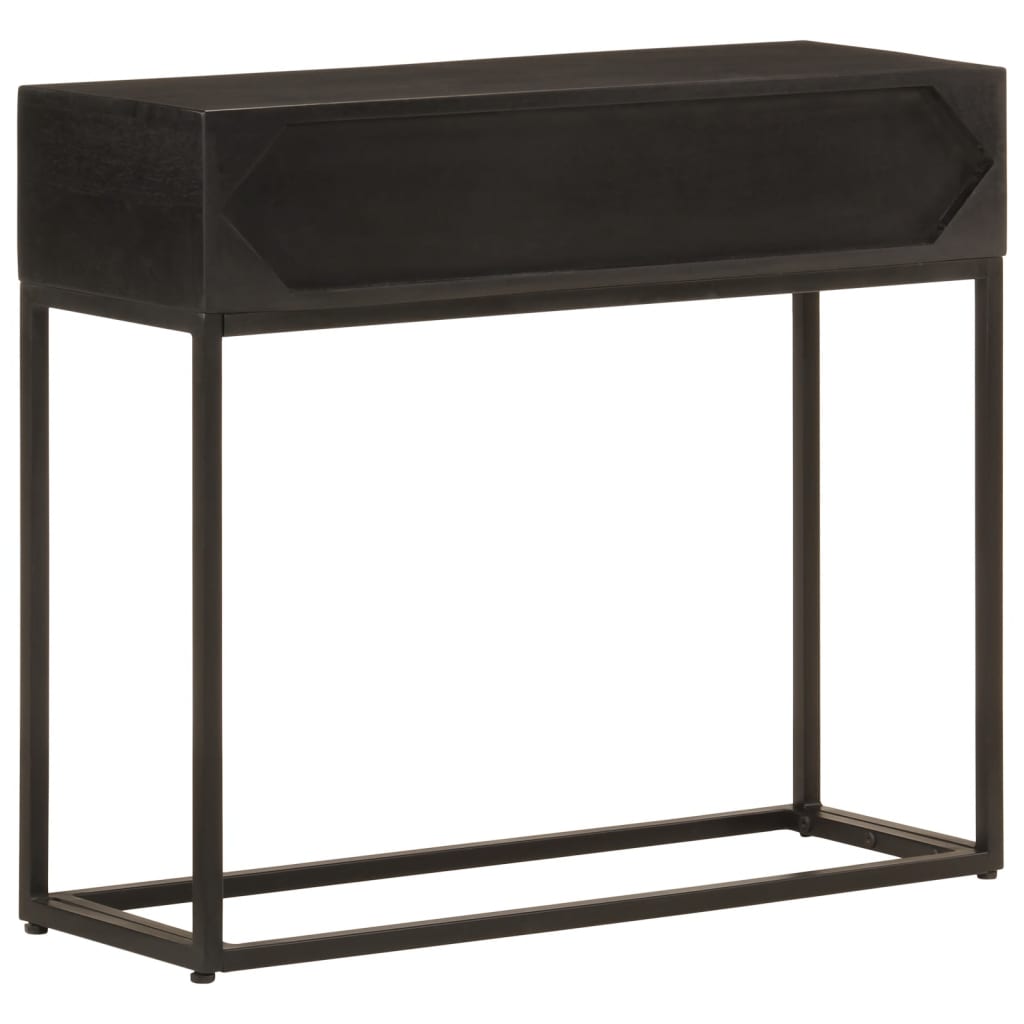 Console Table Black 90X30X76 Cm Solid Wood Mango And Iron