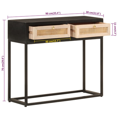 Console Table Black 90X30X76 Cm Solid Wood Mango And Iron