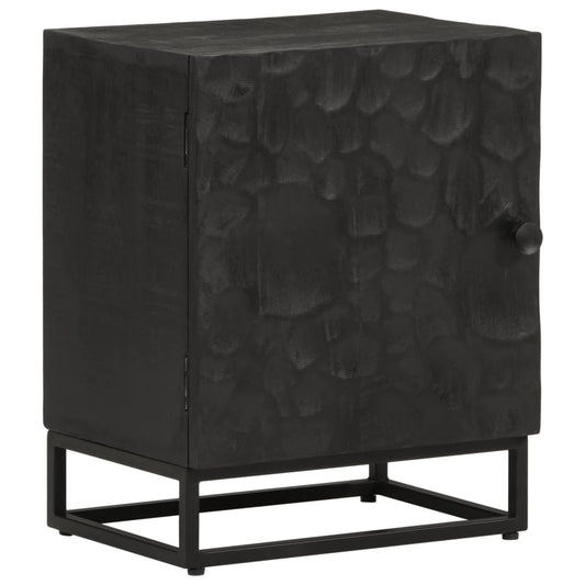 Bedside Cabinet Black 40X30X50 Cm Solid Wood Mango And Iron