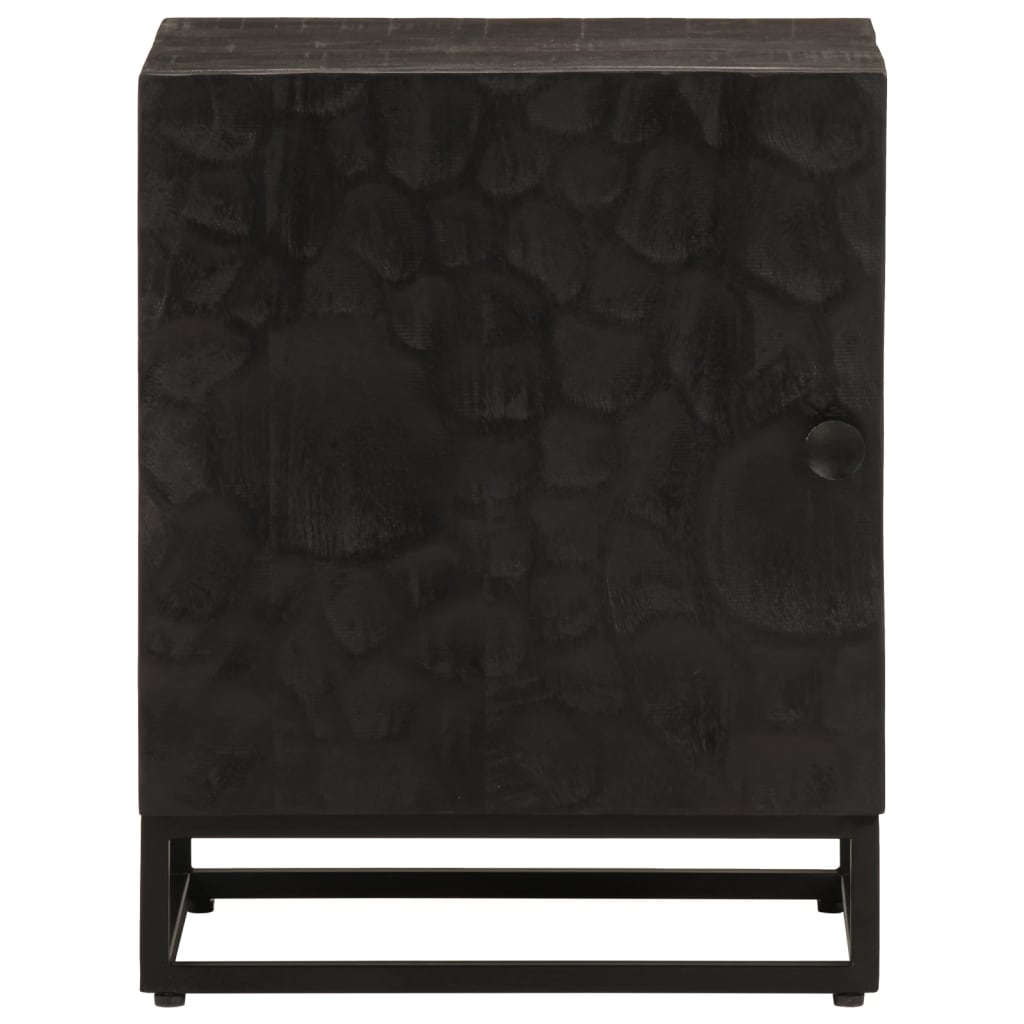 Bedside Cabinet Black 40X30X50 Cm Solid Wood Mango And Iron