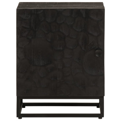 Bedside Cabinet Black 40X30X50 Cm Solid Wood Mango And Iron