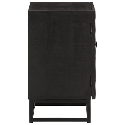 Bedside Cabinet Black 40X30X50 Cm Solid Wood Mango And Iron