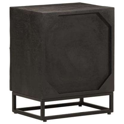 Bedside Cabinet Black 40X30X50 Cm Solid Wood Mango And Iron