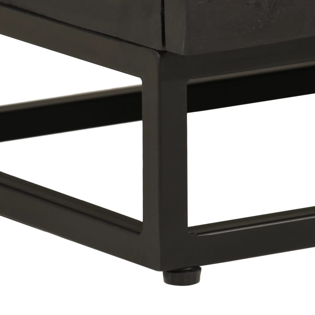 Bedside Cabinet Black 40X30X50 Cm Solid Wood Mango And Iron