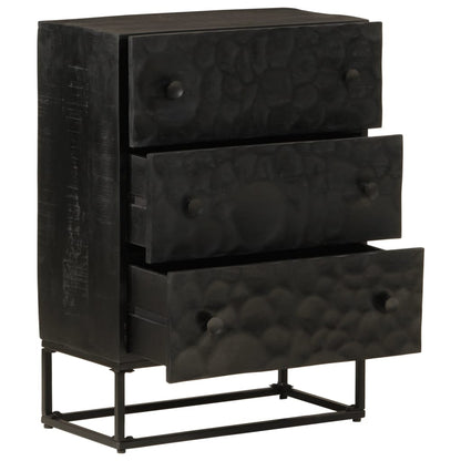 Chest Of Drawers Black 55X30X76 Cm Solid Wood Mango And Iron