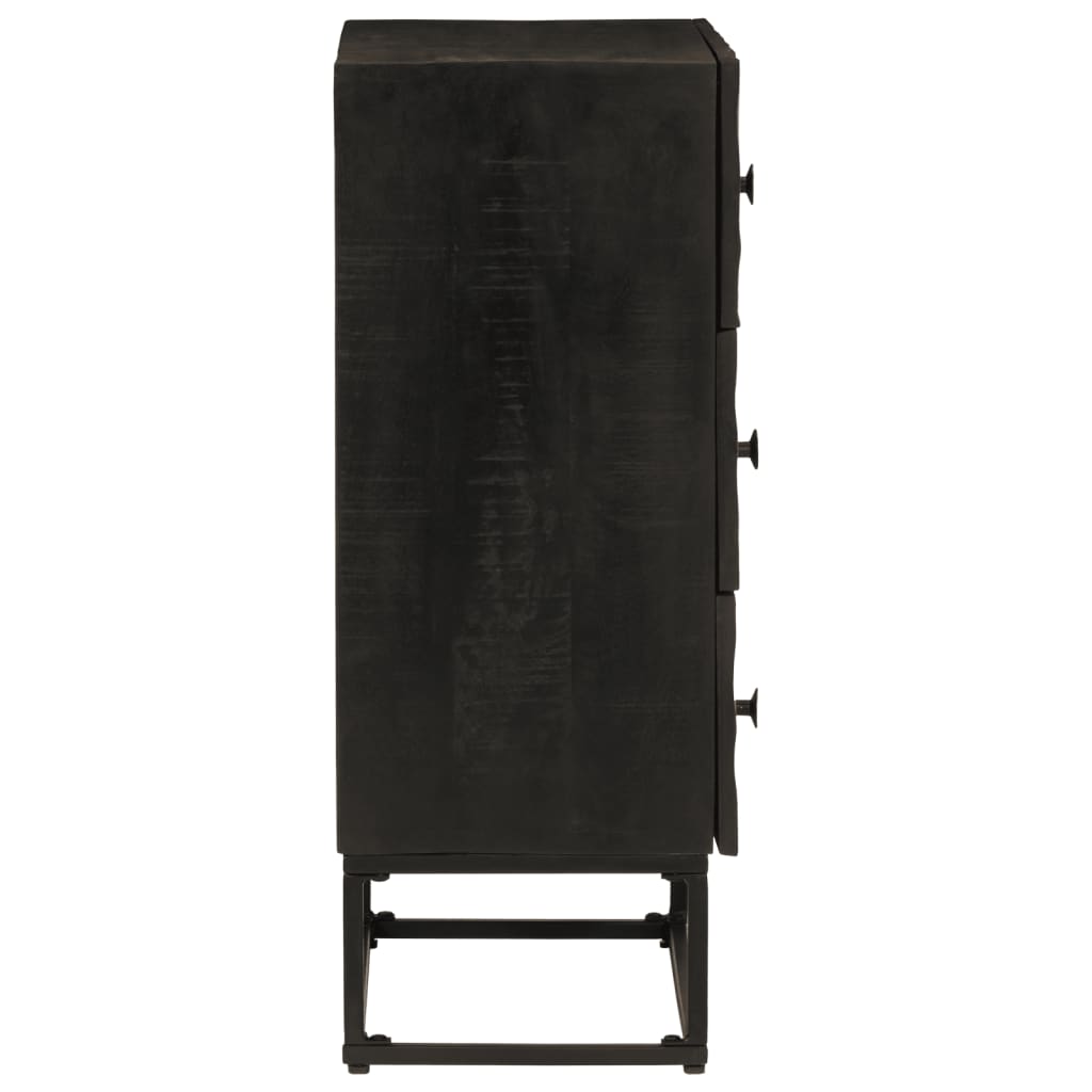 Chest Of Drawers Black 55X30X76 Cm Solid Wood Mango And Iron