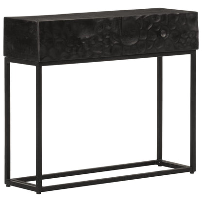 Console Table Black 90X30X76 Cm Solid Wood Mango And Iron