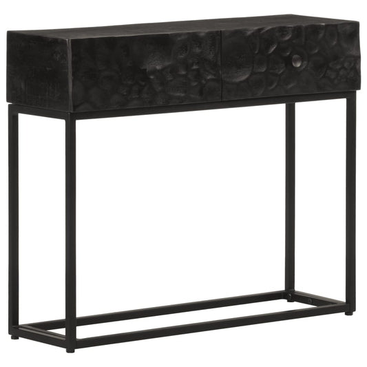 Console Table Black 90X30X76 Cm Solid Wood Mango And Iron