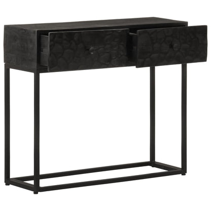 Console Table Black 90X30X76 Cm Solid Wood Mango And Iron