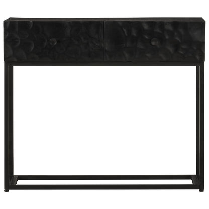 Console Table Black 90X30X76 Cm Solid Wood Mango And Iron