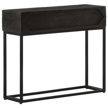 Console Table Black 90X30X76 Cm Solid Wood Mango And Iron