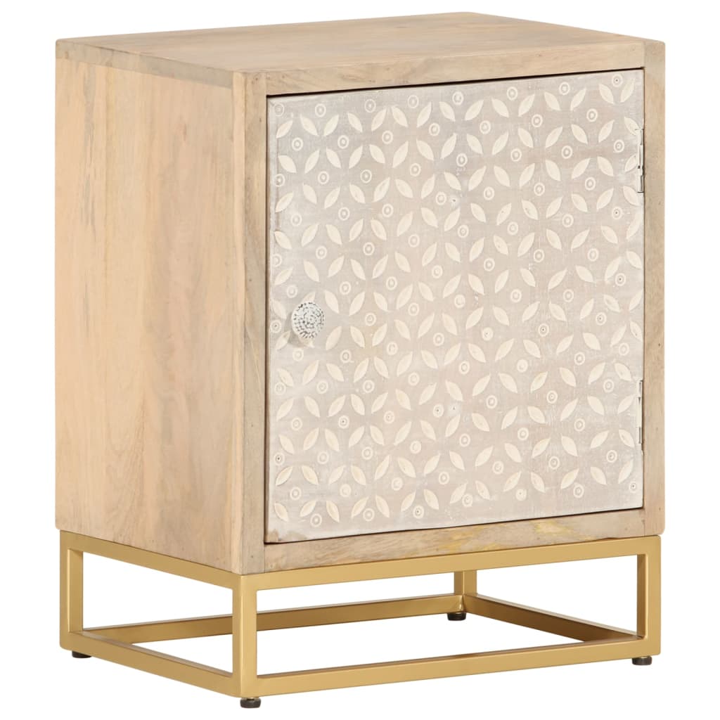 Bedside Cabinet 40X30X50 Cm Solid Wood Mango And Iron