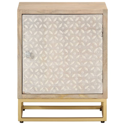 Bedside Cabinet 40X30X50 Cm Solid Wood Mango And Iron