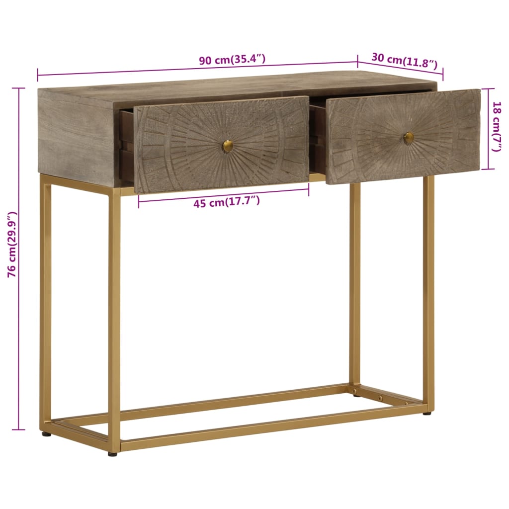 Console Table 90X30X76 Cm Solid Wood Mango And Iron